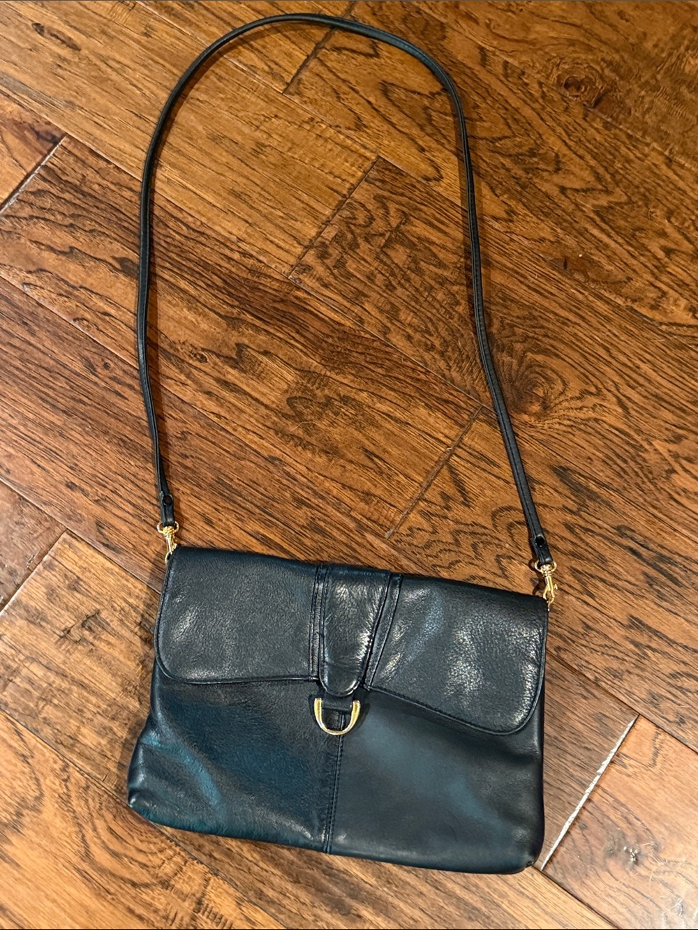 Classic Black  Crossbody Bag with gold accents ~Timeless Everyday Style
